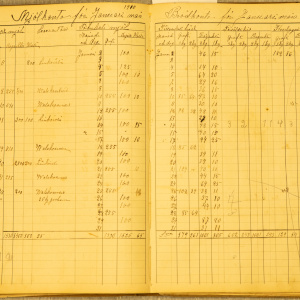 Gulnat uppslag från bagerimästarens dagbok, skriven mellan åren 1901-1915.