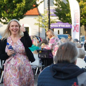 Linda Strand, chef för HR, kommunikation och näringsliv i Hörby kommun var på gott humör.