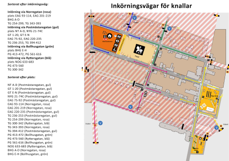 En bild med förklaring kring inkörsvägar under Hörby marknad
